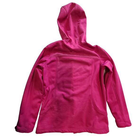 Reebok Bright Pink Hooded Fleece Lined Zip up Coat Jacket Girls L 14/16 2604 - Picture 2 of 14